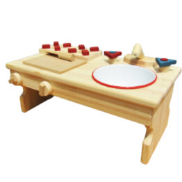 D-087　手作り木製　ままごとキッチンRHK-LX　座って遊べるテーブルサイズ