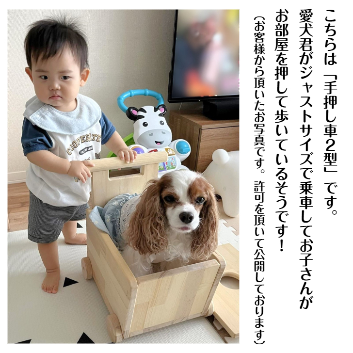 手作り木製 おもちゃも運べる手押し車-3型・片面透かし・送料込み・ - 画像 (10)